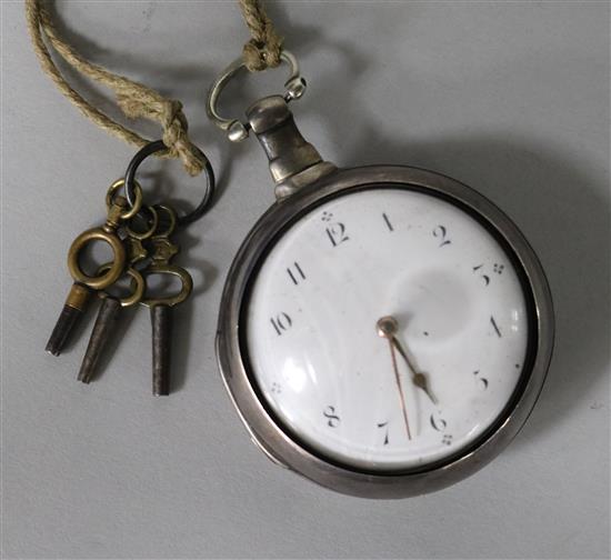 A George III silver pair cased verge pocket watch by Edward Maud, Daventry.